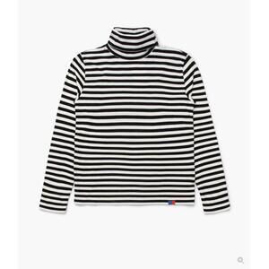 KULE The Turtleneck Cream Navy Stripe Top Size XS Breton Cotton
